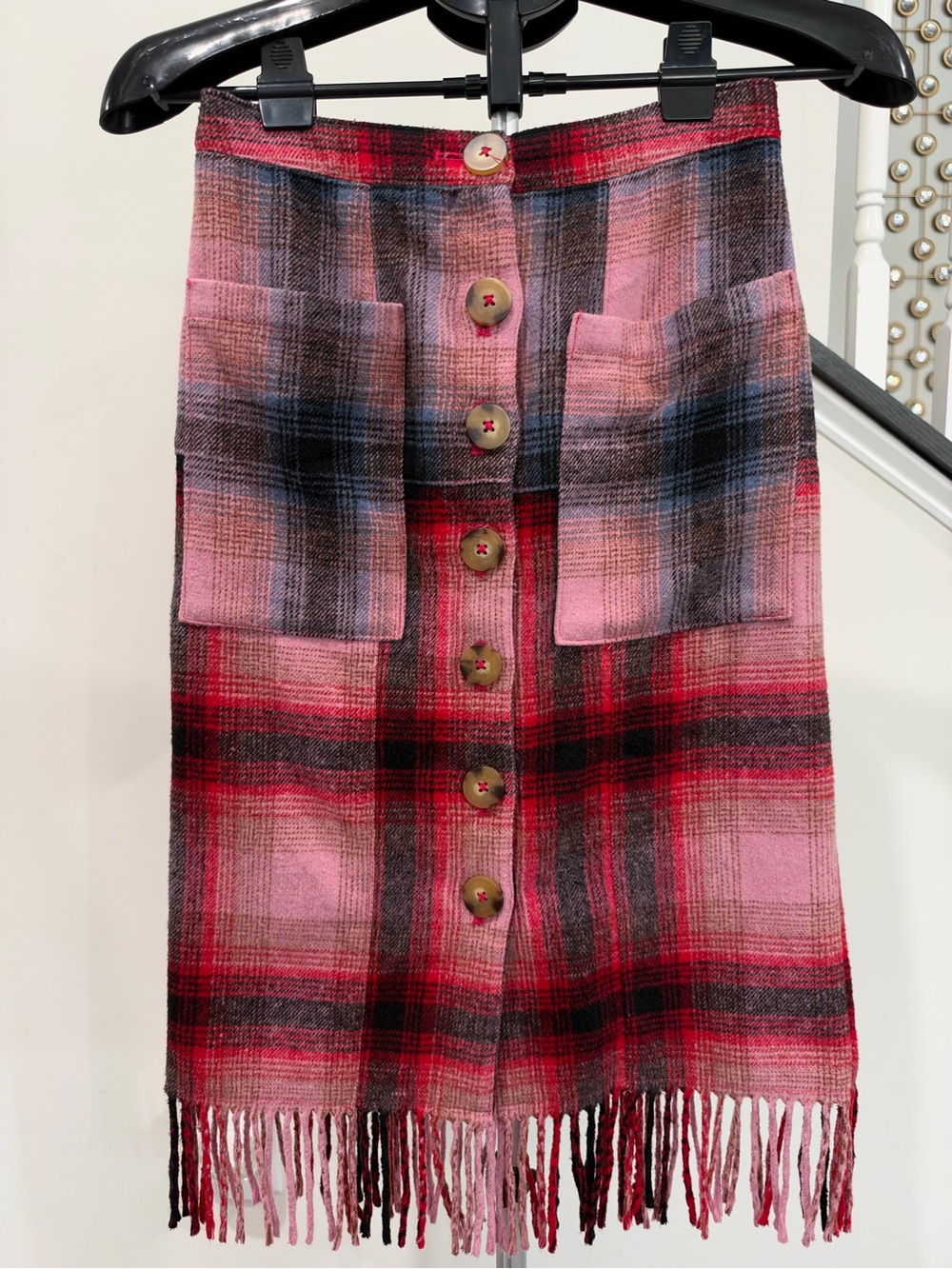 Maeve Fringed Plaid Women’s Skirt size 00 / xxs